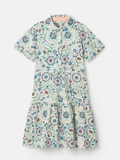 Girls' Summer Pink / Green Textured Shirt Dress
