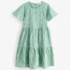 Girls' Sunshine Green Tiered Woven Dress