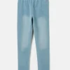 Girls' Trot Denim Light Wash Jersey Denim Jodphur-Style Leggings