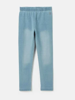 Girls' Trot Denim Light Wash Jersey Denim Jodphur-Style Leggings