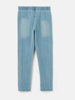 Girls' Trot Denim Light Wash Jersey Denim Jodphur-Style Leggings