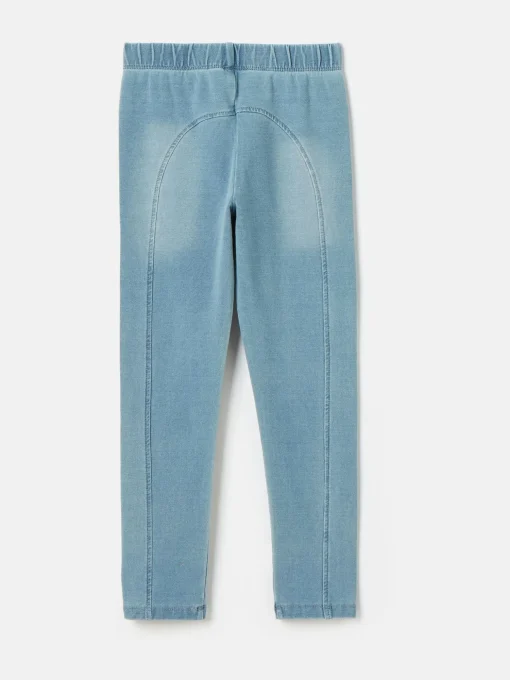 Girls' Trot Denim Light Wash Jersey Denim Jodphur-Style Leggings