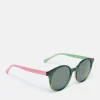 Green Floral Round Rimmed Sunglasses