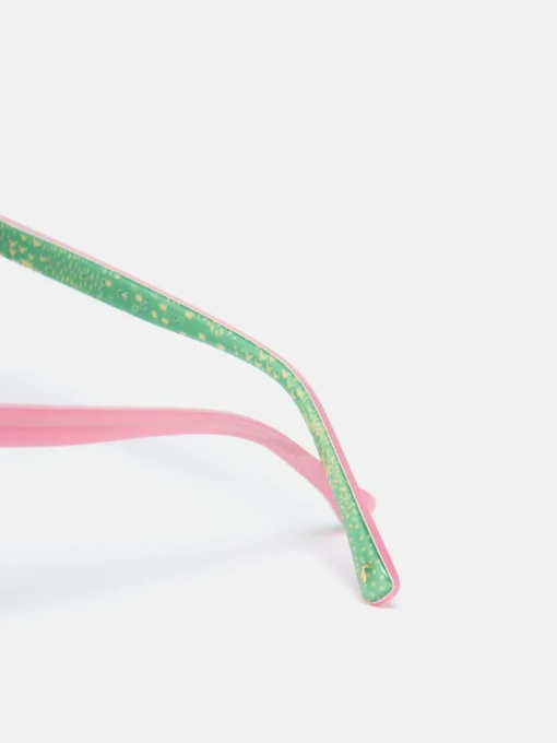 Green Floral Round Rimmed Sunglasses