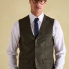 Green Slim Fit Texture Suit Waistcoat