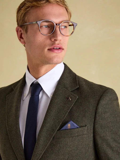 Green Slim Fit Texture Suit Jacket