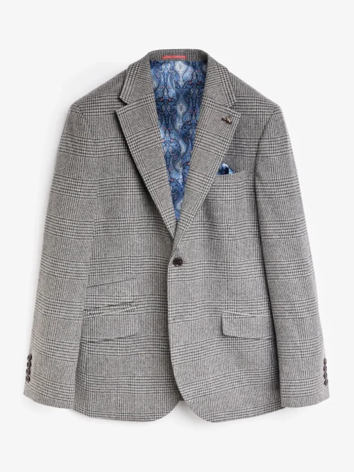 Grey Prince of Wales Check Slim Fit Blazer