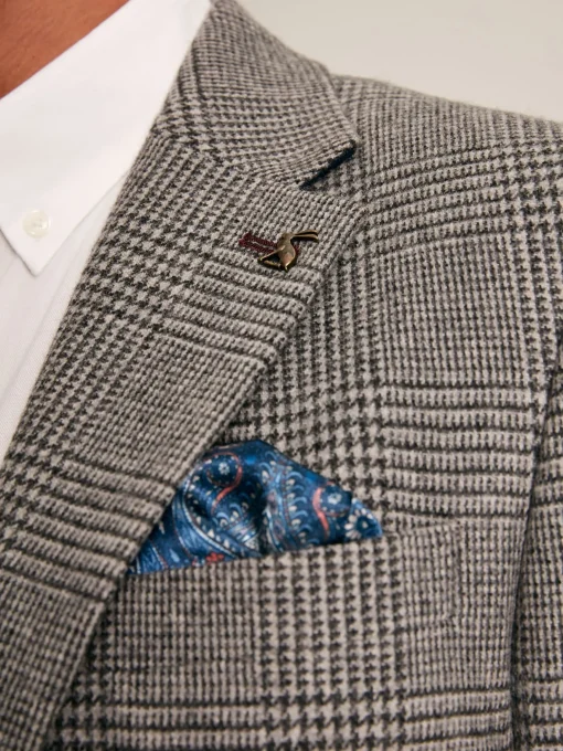 Grey Prince of Wales Check Slim Fit Blazer