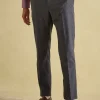 Grey Slim Fit Flannel Suit Trousers