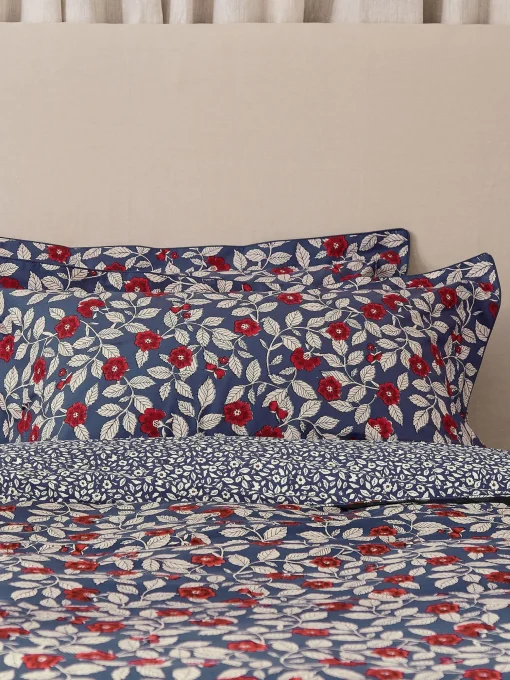 Grove Floral Set of 2 Blue 100% Cotton Standard Pillowcases