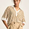 Hadley Tan White Linen Polo Shirt