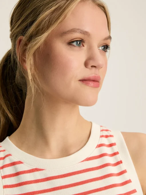Harbour Cream & Coral Striped Jersey Vest
