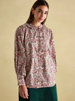 Harper Cream Floral Pussybow Tie Blouse