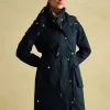 Harpsden Navy Blue Waterproof Long Raincoat with Hood