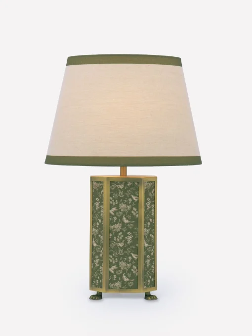 Helmingham Green Printed Claw Foot Table Lamp
