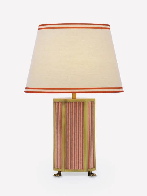 Helmingham Red Stripe Claw Foot Table Lamp