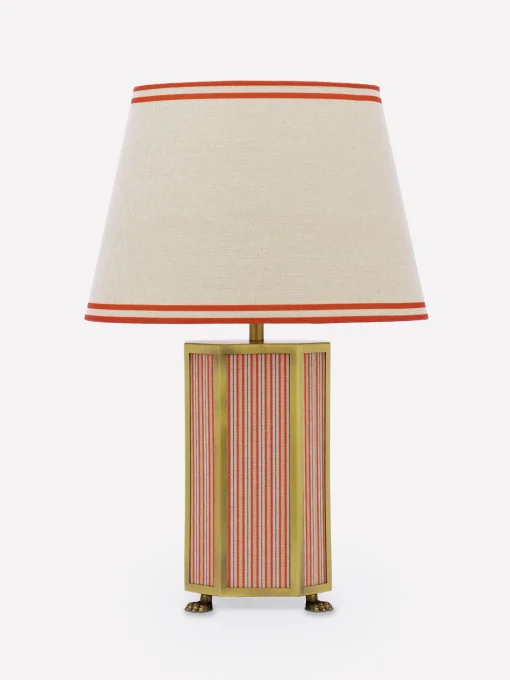 Helmingham Red Stripe Claw Foot Table Lamp
