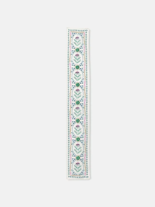 Highgrove Multi/White Skinny Printed Silk Scarf