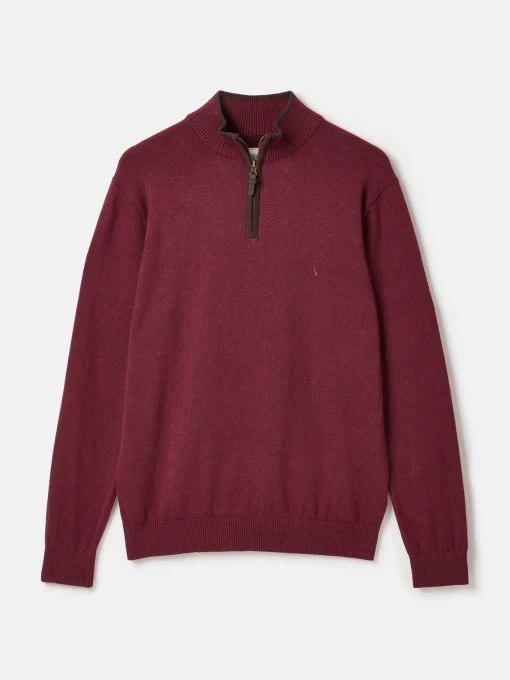Hillside Burgundy Quarter Zip Knit Jumper