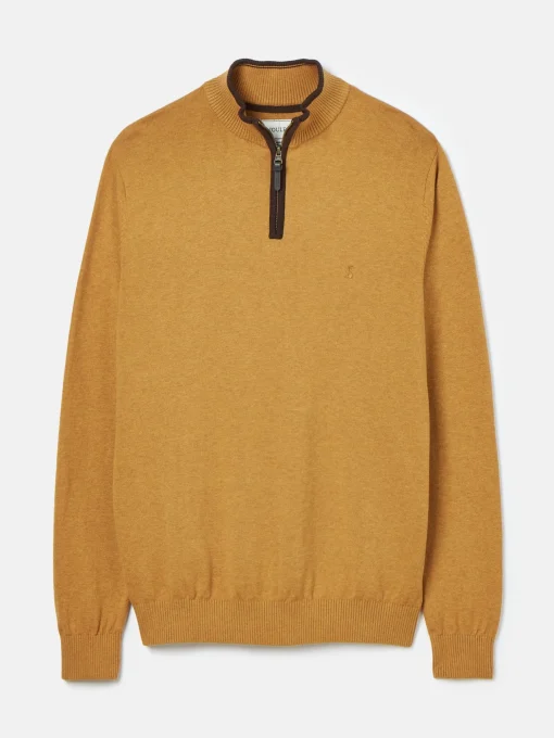 Hillside Dark Yellow Quarter Zip Knit Jumper