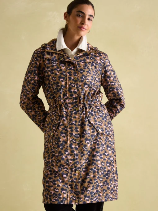 Holkham Tan Leopard Waterproof Packable Raincoat With Hood