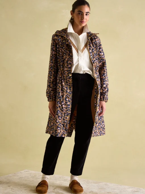 Holkham Tan Leopard Waterproof Packable Raincoat With Hood