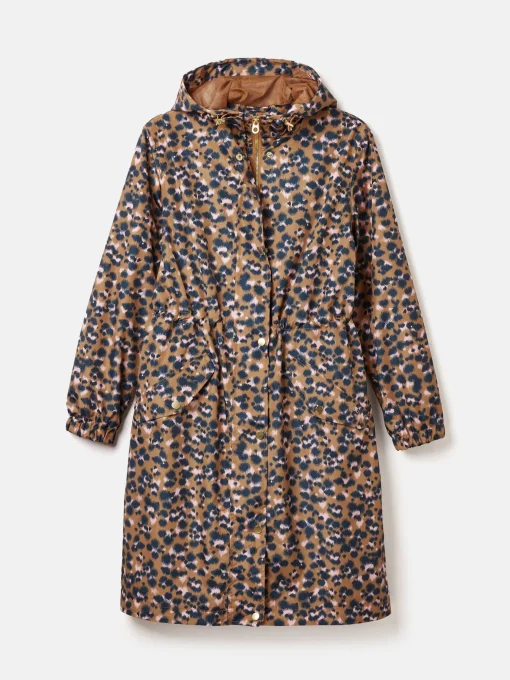 Holkham Tan Leopard Waterproof Packable Raincoat With Hood