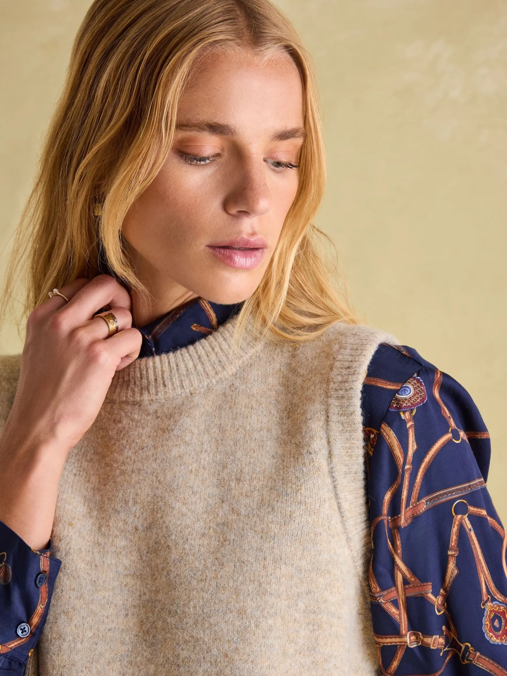 Holly Camel Longline Knitted Vest