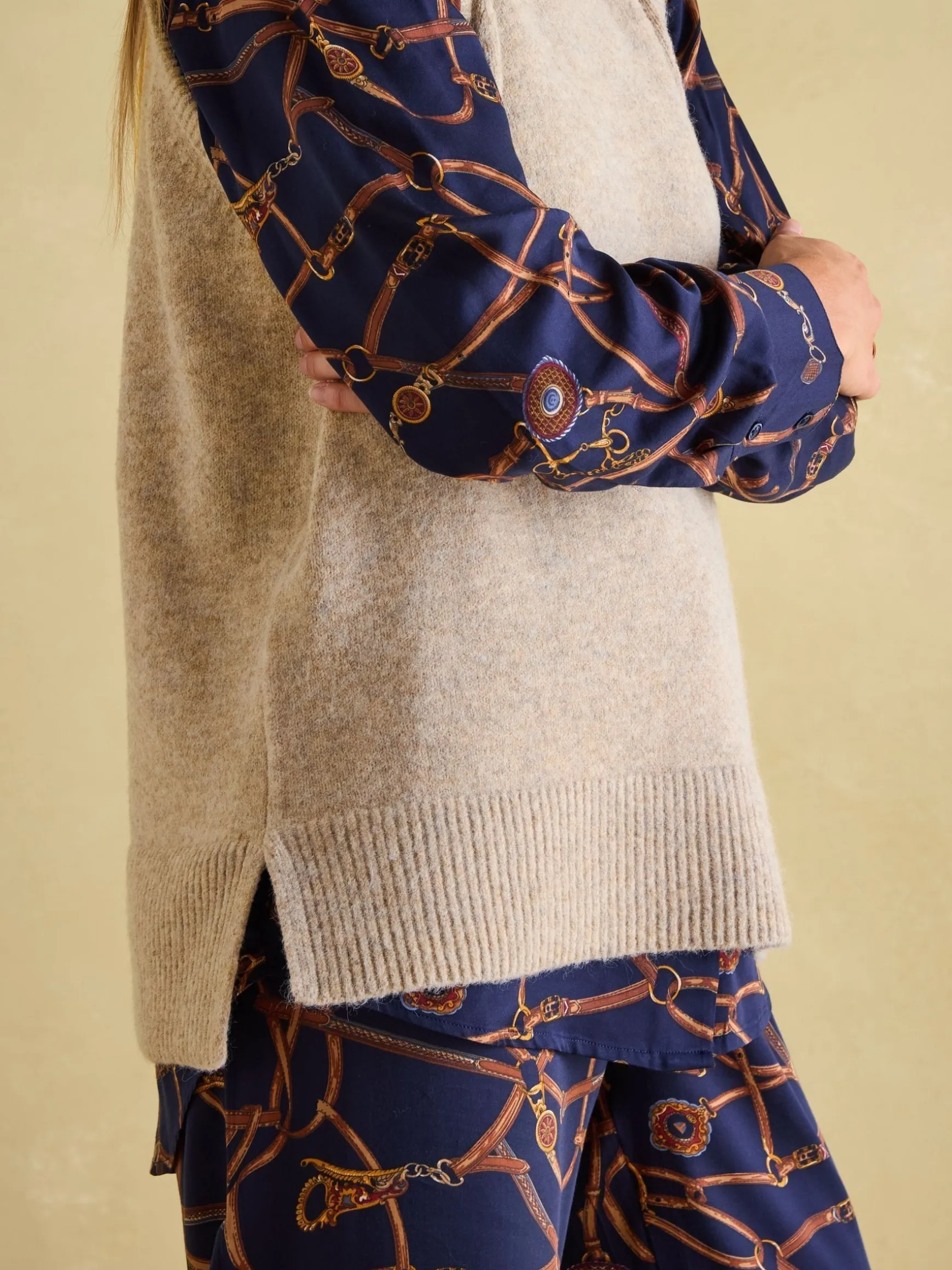 Holly Camel Longline Knitted Vest