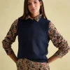 Holly Navy Blue Regular Fit Knitted Vest