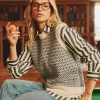 Ingrid Cream/Navy Patterned Knitted Vest