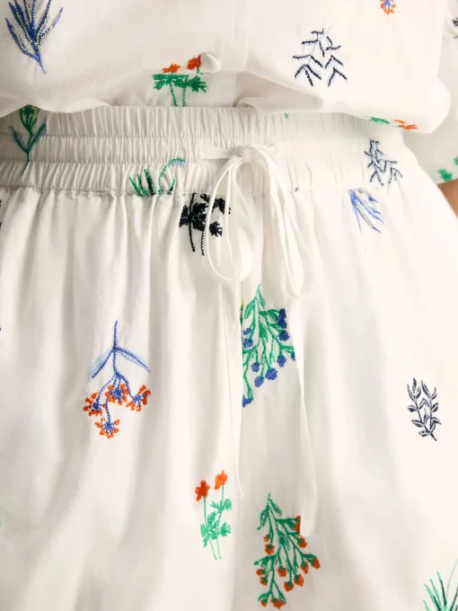 Iris White Ground Embroidered Shorts
