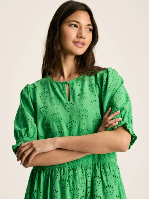 Isabel Green Cotton Broderie Dress