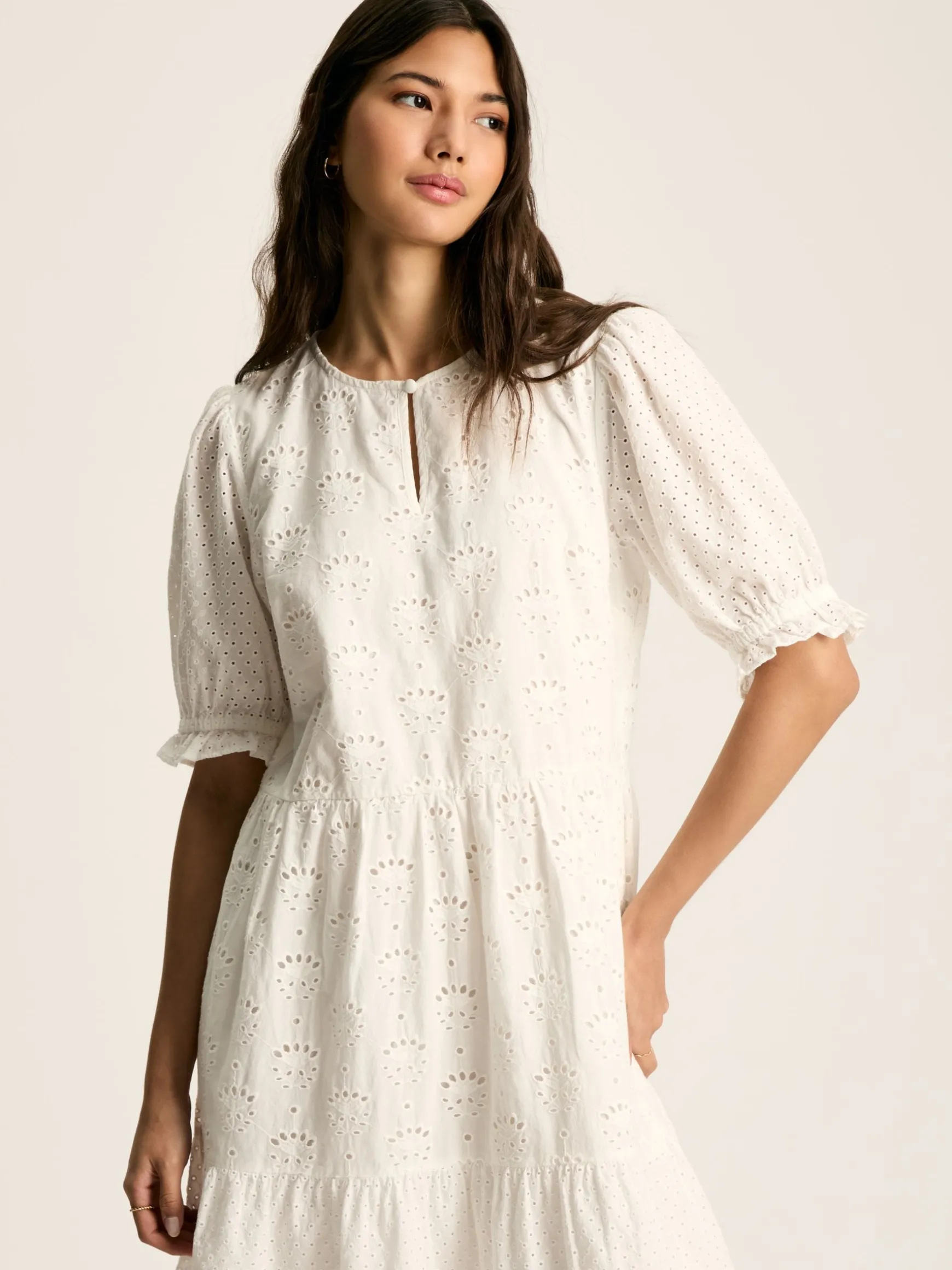 Isabel White Cotton Broderie Dress