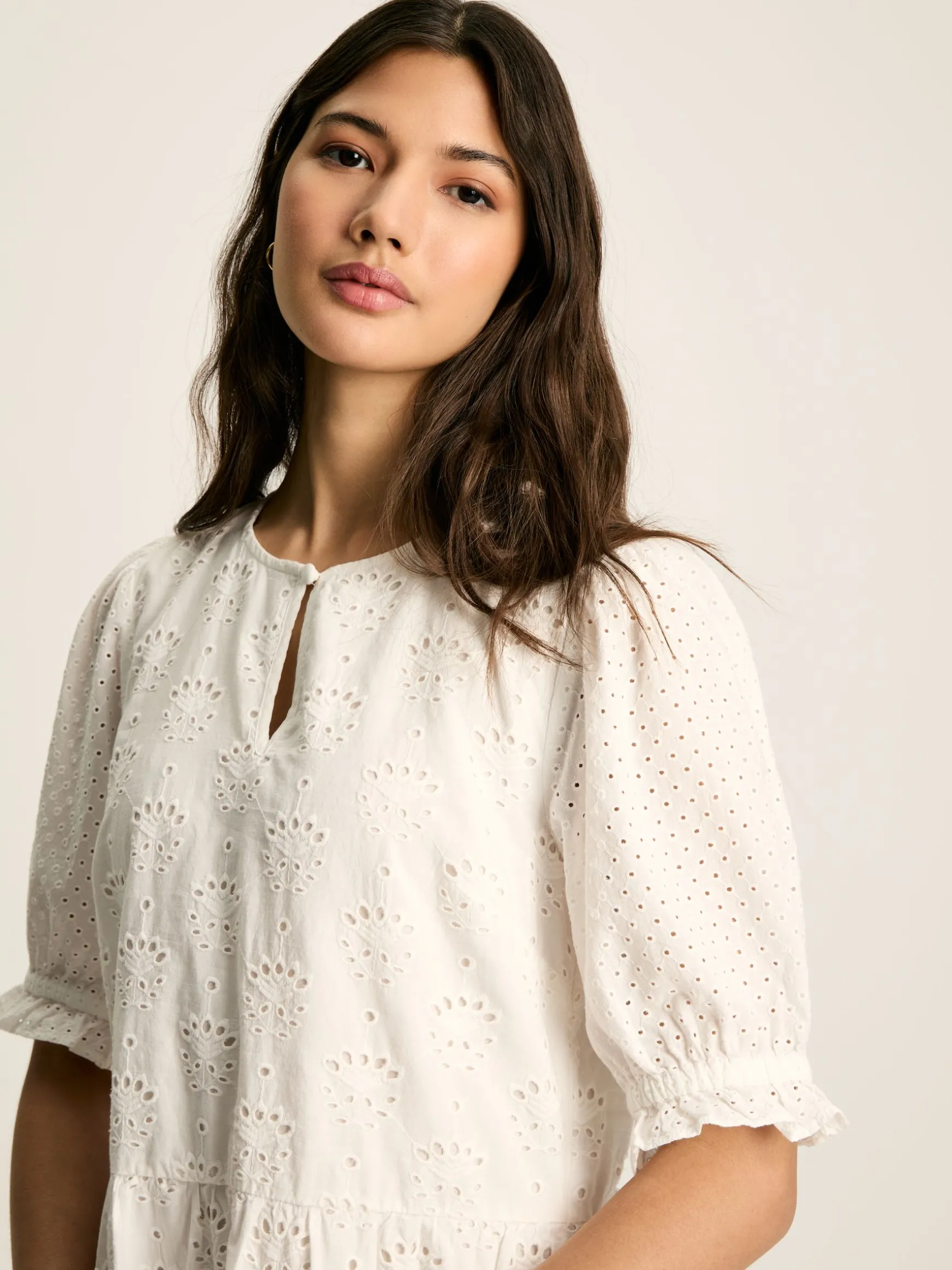 Isabel White Cotton Broderie Dress