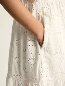Isabel White Cotton Broderie Dress