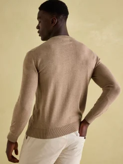 Jarvis Light Brown Crew Neck Knitted Jumper