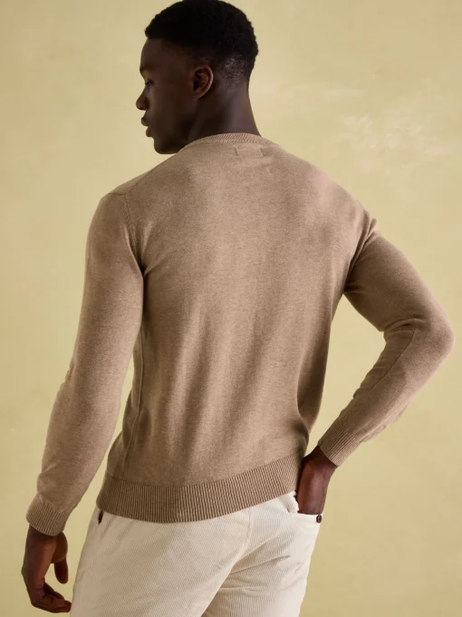 Jarvis Light Brown Crew Neck Knitted Jumper