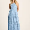 Jayne Blue Jersey Tiered Dress
