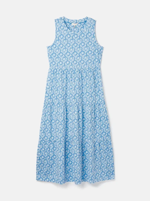Jayne Blue Jersey Tiered Dress