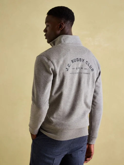 Jenkins Grey Marl Quarter Zip Graphic Sweatshirt
