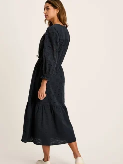 Juliana Navy Blue Broderie Dress