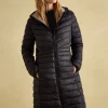 Kenley Black Showerproof Long Padded Coat with Hood