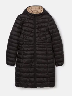 Kenley Black Showerproof Long Padded Coat with Hood