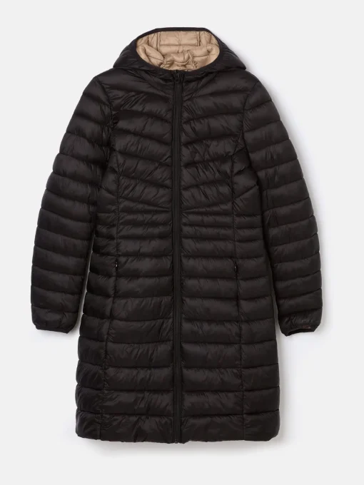 Kenley Black Showerproof Long Padded Coat with Hood
