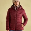 Kenley Dark Red Showerproof Padded Coat with Hood