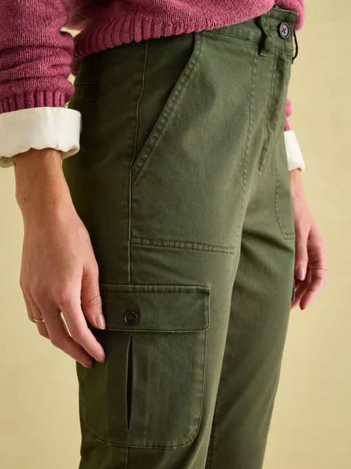 Khaki Green Slim Fit Cargo Trousers