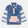 Kids' Always Cosy Blue Colourblock Quarter Zip Borg Fleece