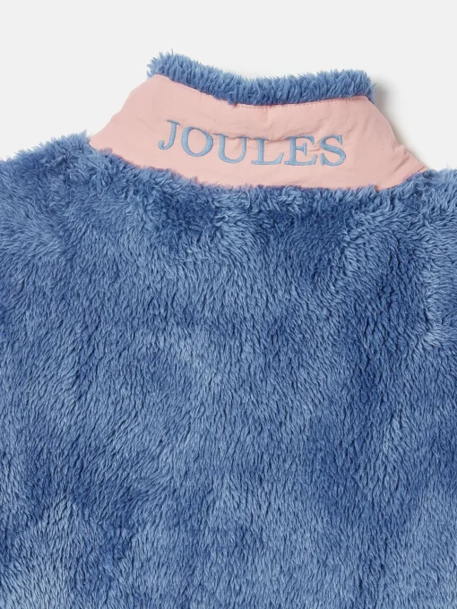 Kids' Always Cosy Blue Colourblock Quarter Zip Borg Fleece