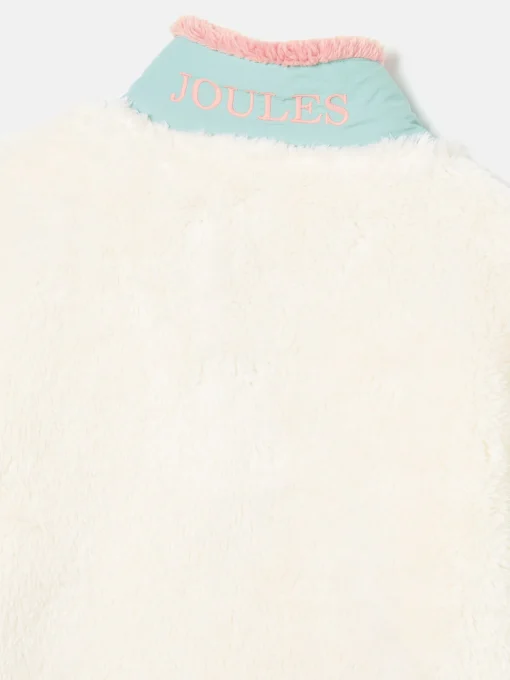 Kids' Always Cosy Cream Colourblock Quarter Zip Borg Fleece